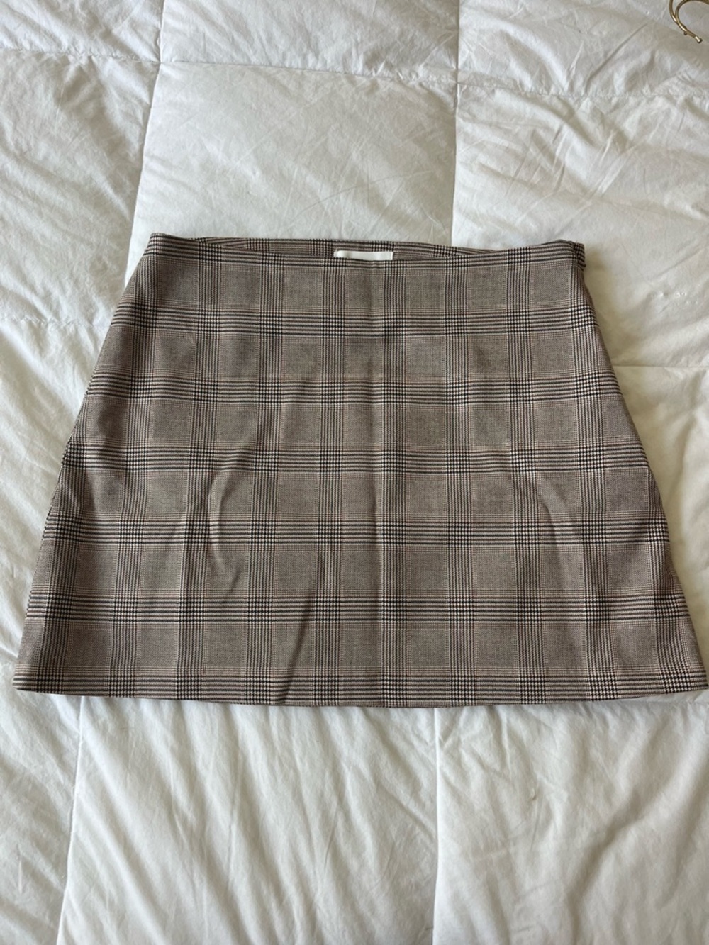 H&M Brown Plaid A-Line Mini Skirt